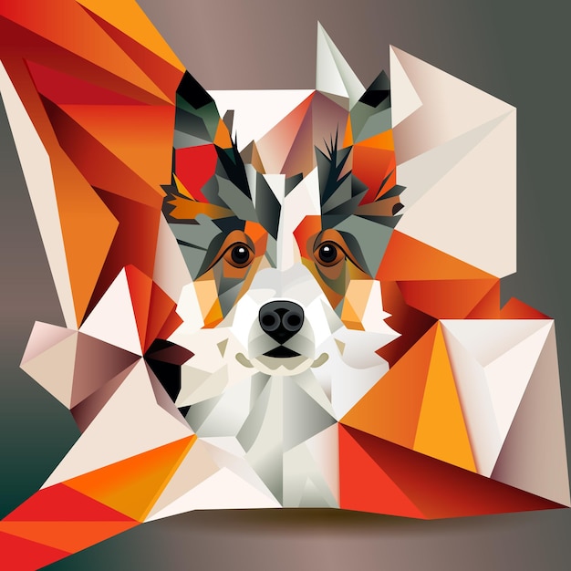 perro en estilo de arte abstracto estilo cubo para cartel banner o ilustración de vector de fondo