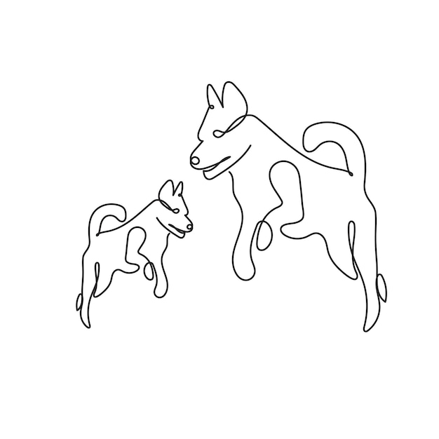 Perro en estilo de dibujo de línea continua aislado en fondo blanco Ilustración vectorial