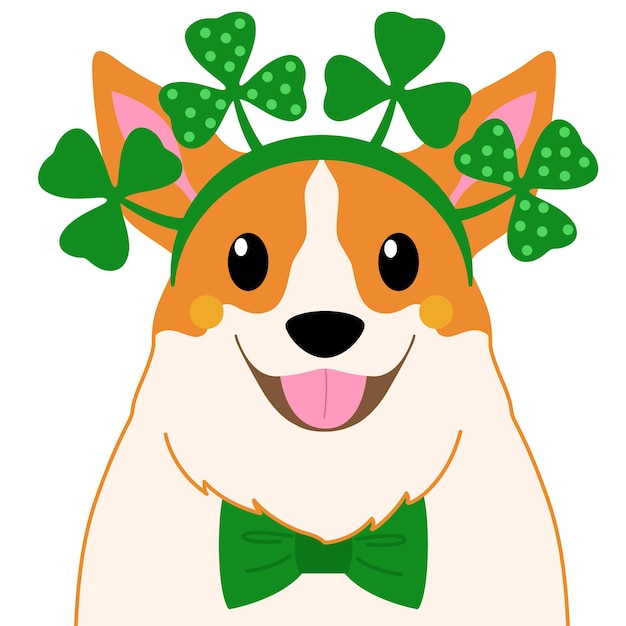 Vector perro festivo con traje de día de san patricio perro lindo con sombrero de día de san patricio