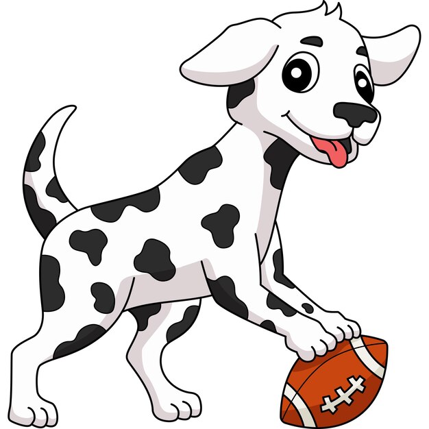 Perro de fútbol americano jugando clipart de dibujos animados