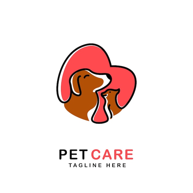 Perro gato logo animal mascota cuidado logo tienda de mascotas vector ilustración