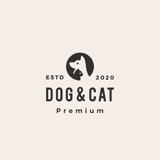 Perro gato mascota vintage logo