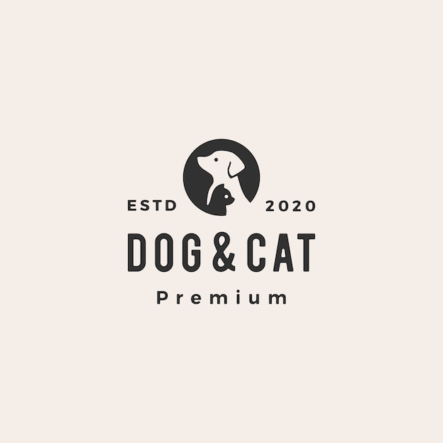 Perro gato mascota vintage logo