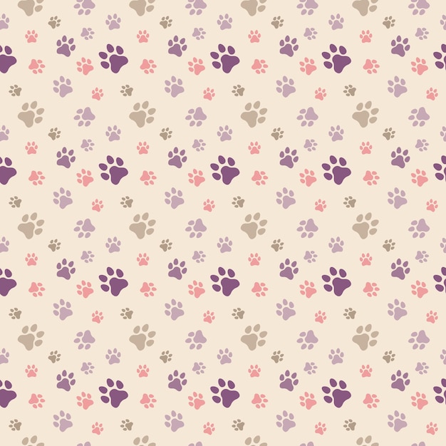 Perro y gato pata de patrones sin fisuras vector doodle abstracto animal huella fondo