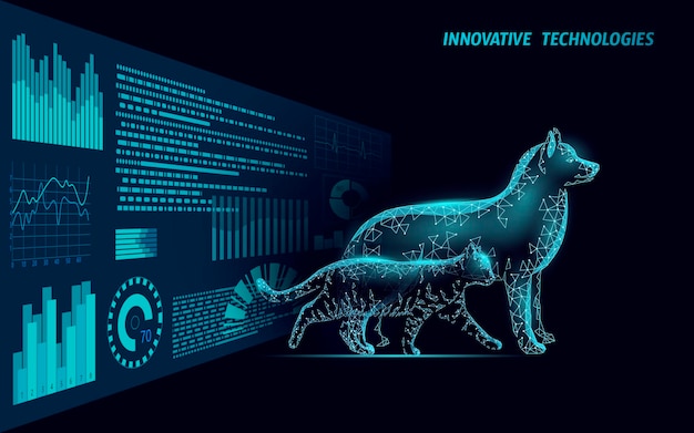 Perro y gato silueta teléfono inteligente atención veterinaria clínica de tratamiento de salud en línea médico veterinario centro análisis logo plantilla de aplicación móvil medicina vector ilustración