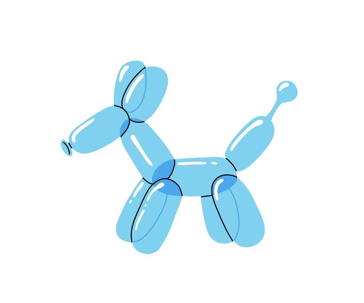 Vector perro globo azul brillante animal de burbuja en forma de cachorro vector ilustración linda aislado