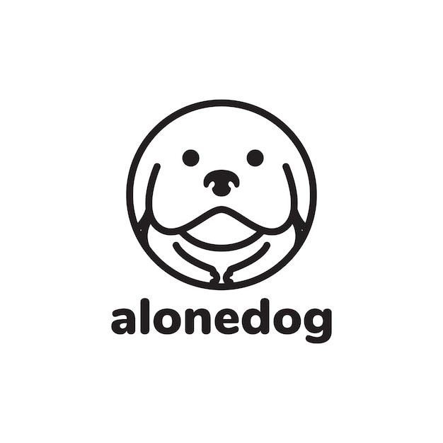 Vector perro gordo lindo con diseño de logotipo de línea circular símbolo gráfico vectorial icono ilustración idea creativa
