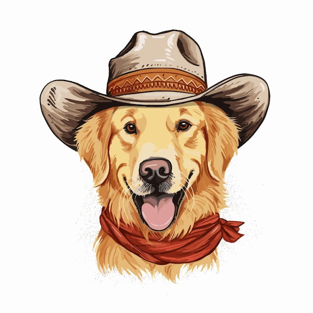 Perro con una ilustración vectorial de sombrero