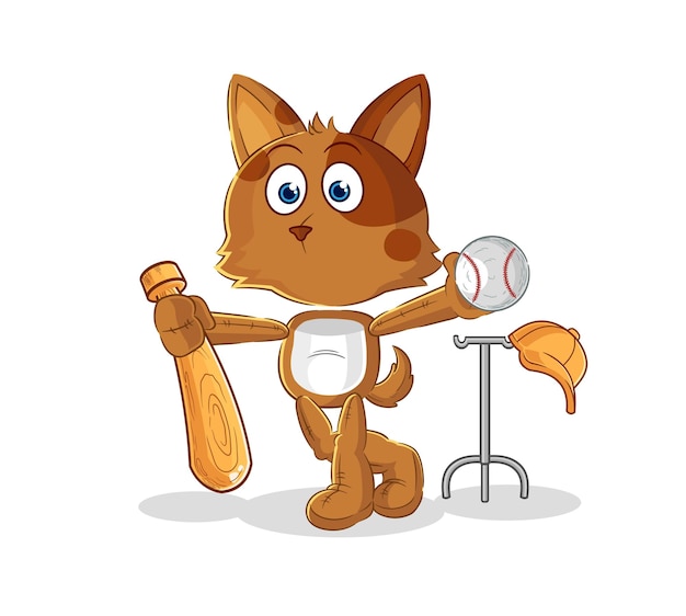 Perro jugando béisbol mascota vector de dibujos animados