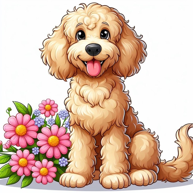 El perro Labradoodle Vector Ilustración de dibujos animados