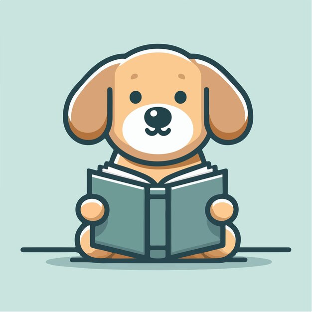 Vector el perro está leyendo un libro.