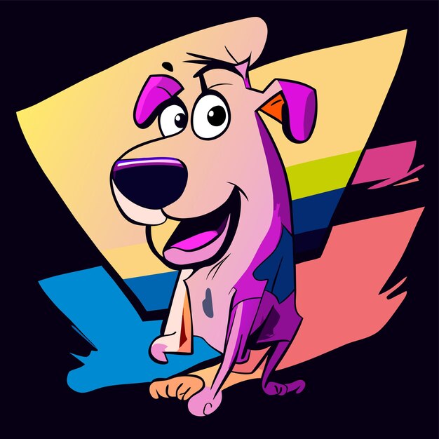 Vector perro lindo alegre dibujado a mano plano elegante pegatina de dibujos animados icono concepto ilustración aislada