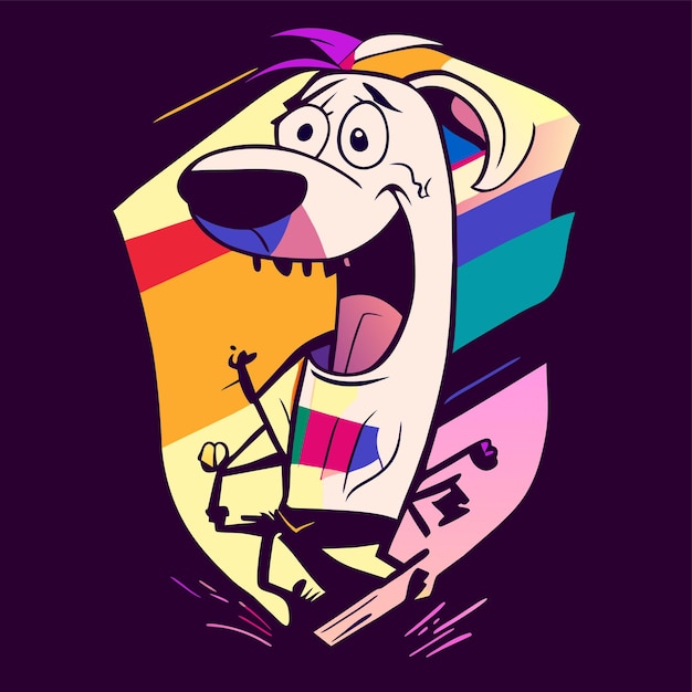 Vector perro lindo alegre dibujado a mano plano elegante pegatina de dibujos animados icono concepto ilustración aislada