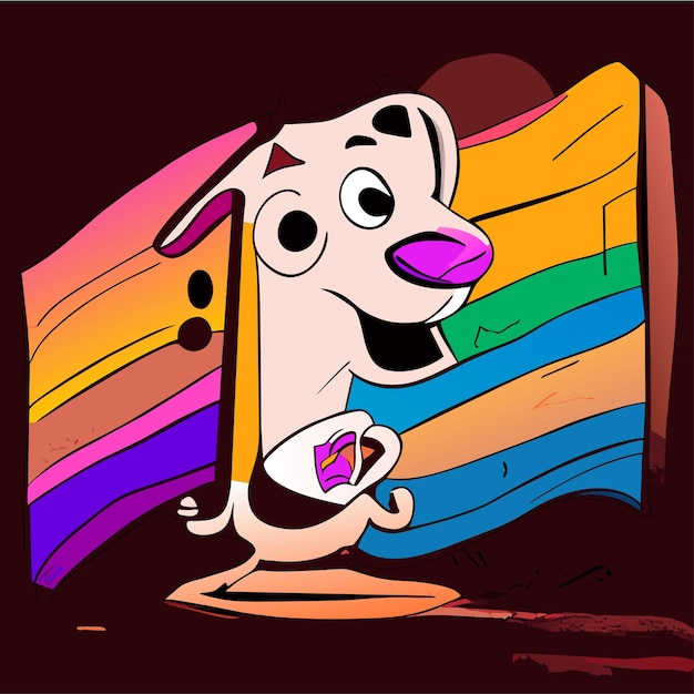 Perro lindo alegre dibujado a mano plano elegante pegatina de dibujos animados icono concepto ilustración aislada