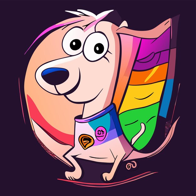 Vector perro lindo alegre dibujado a mano plano elegante pegatina de dibujos animados icono concepto ilustración aislada