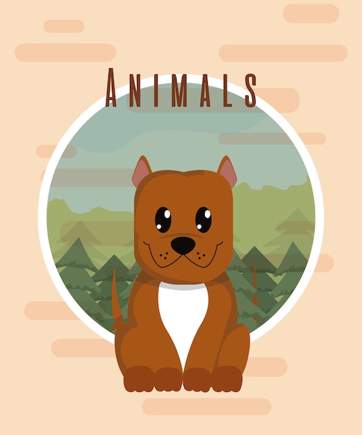 Vector perro lindo animal dibujos animados tarjeta colorida