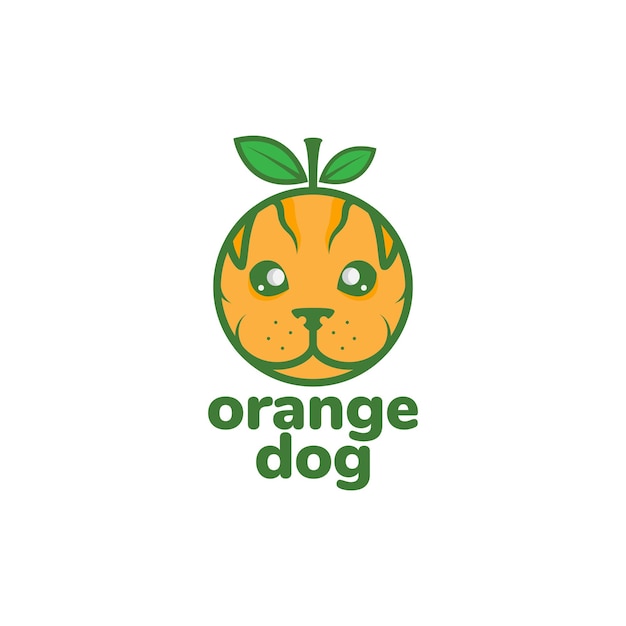 Perro lindo cachorro de dibujos animados con diseño de logotipo de fruta naranja ilustración de icono de símbolo gráfico vectorial