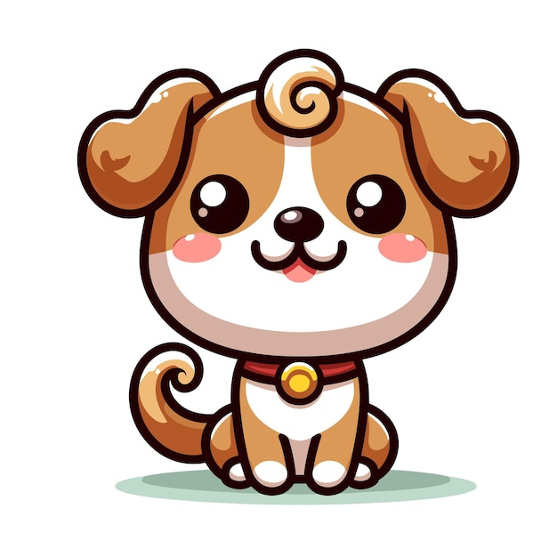 perro lindo de dibujos animados de San Valentín vector sobre fondo blanco