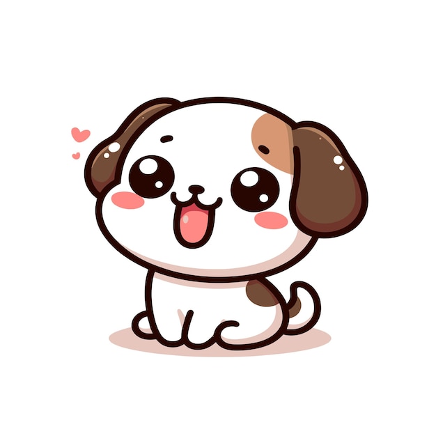 perro lindo de dibujos animados de San Valentín vector sobre fondo blanco