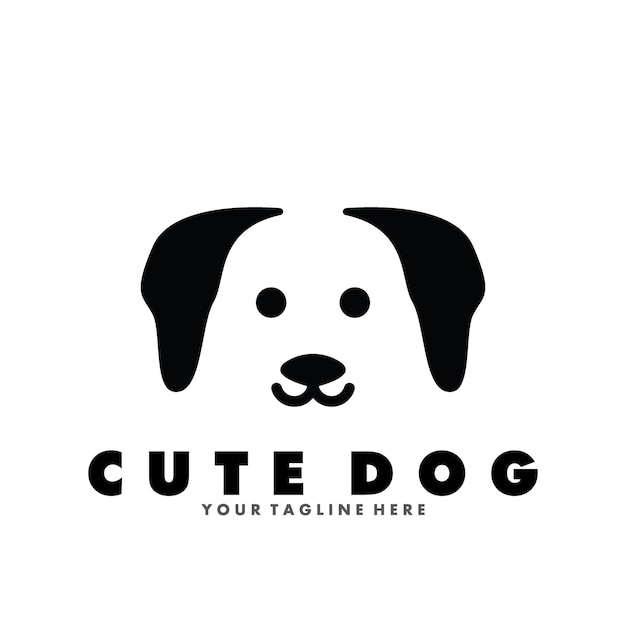 Perro lindo icono vector ilustración plantilla diseño logotipo simple