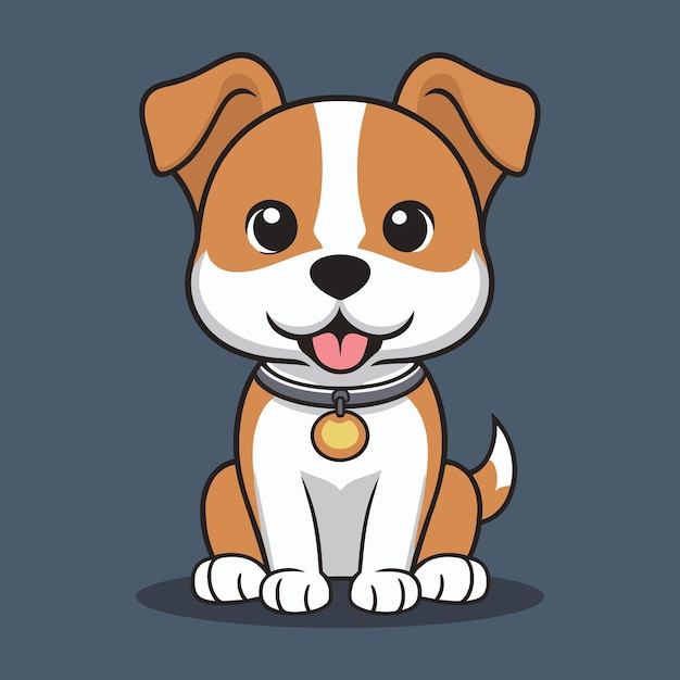 Perro lindo Ilustración de estilo vectorial de dibujos animados dibujados a mano y Concepto de Icono de la Naturaleza Animal