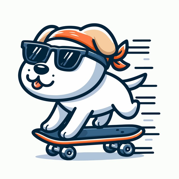 Un perro lindo jugando al skateboard.