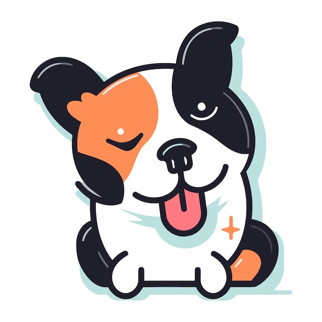 Vector perro lindo con la lengua sobresaliendo ilustración vectorial en estilo de dibujos animados