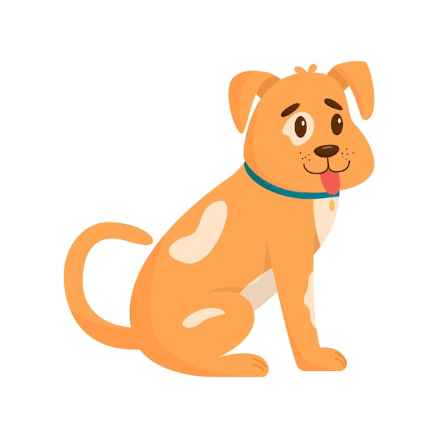 Perro lindo Perro doméstico divertido aislado sobre fondo blanco Ilustración de vector plano