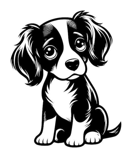 perro lindo silueta con ilustración vectorial fondo blanco