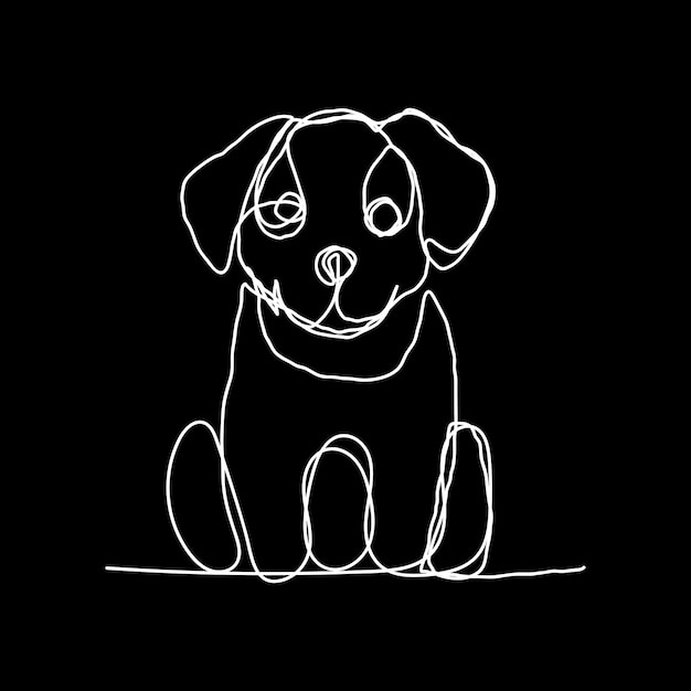 perro una línea de arte logotipo mínimo
