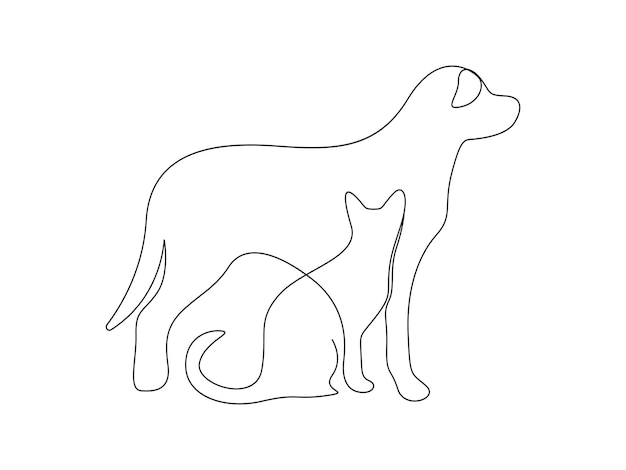 Perro en una línea continua dibujando vector ilustración vector libre