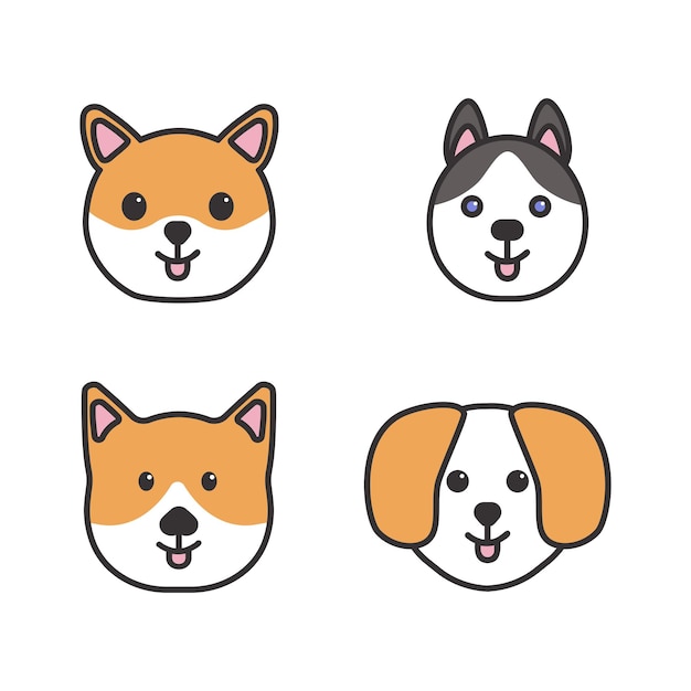 perro lineal dibujado a mano conjunto simple