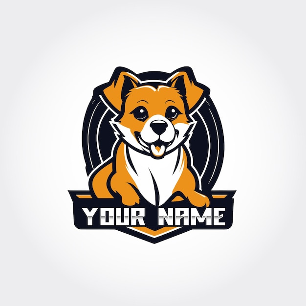un perro con un logotipo que dice tu nombre en él