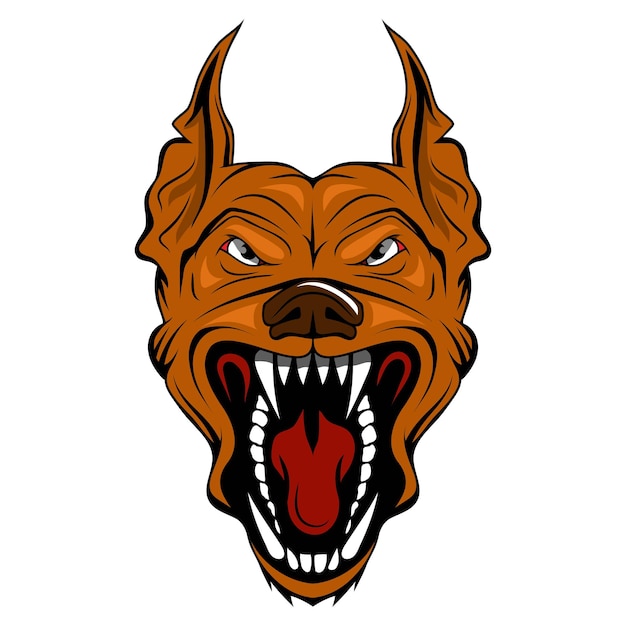 Un perro malvado Ilustración vectorial de una mascota Animal Ladrando perro muestra sus dientes y gruñidos