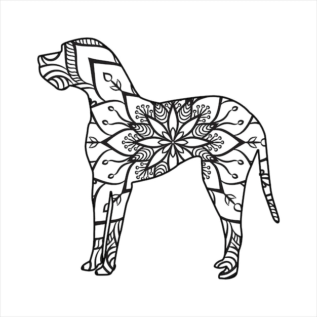 Perro Mandala para colorear ilustración vectorial