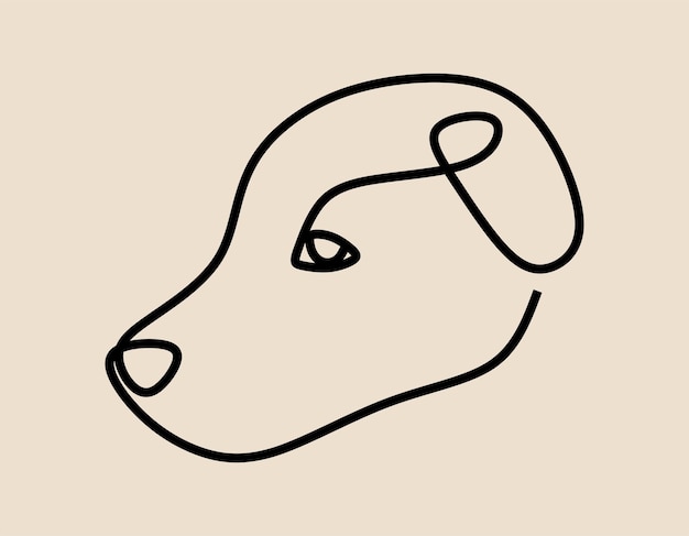 Perro mascota animal en línea arte de línea continua
