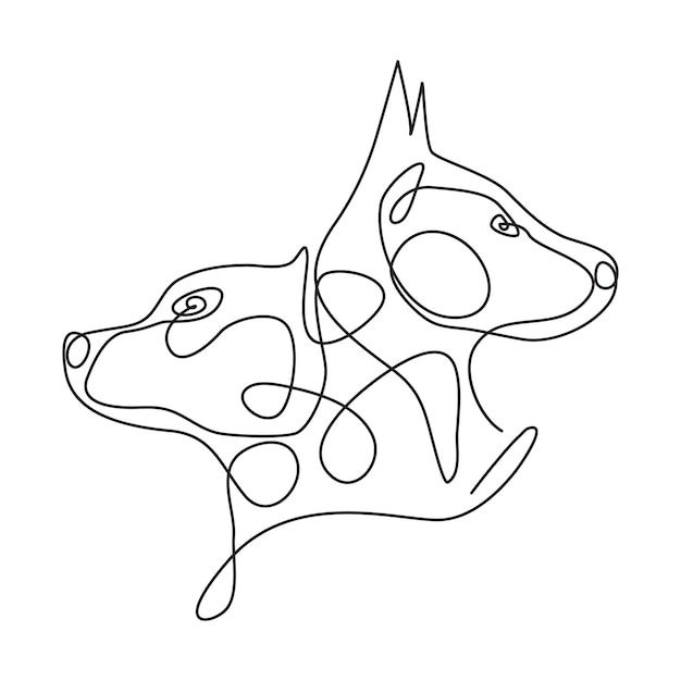 Perro mascota una línea continúa contorno ilustración de arte vectorial y diseño de tatuaje continúa perro mascoto singa