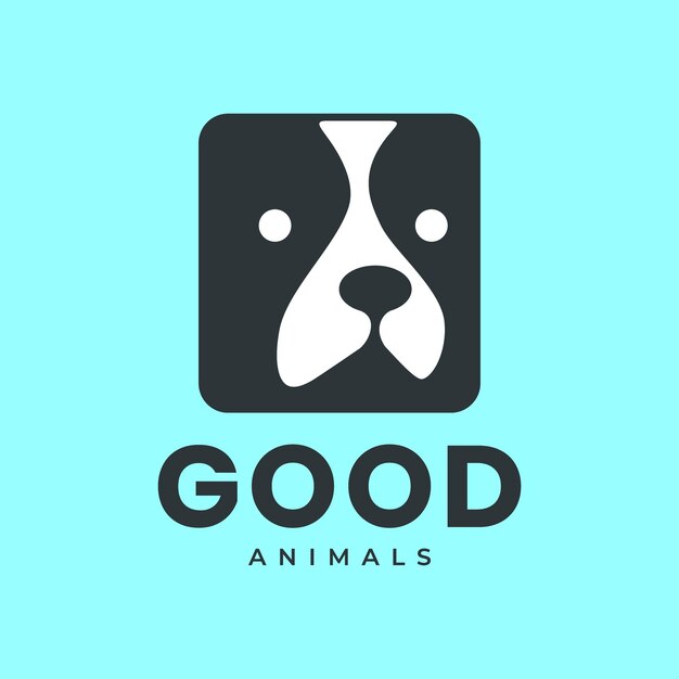 Perro mascotas cuadrado moderno mascota dibujos animados simple logo icono vector ilustración