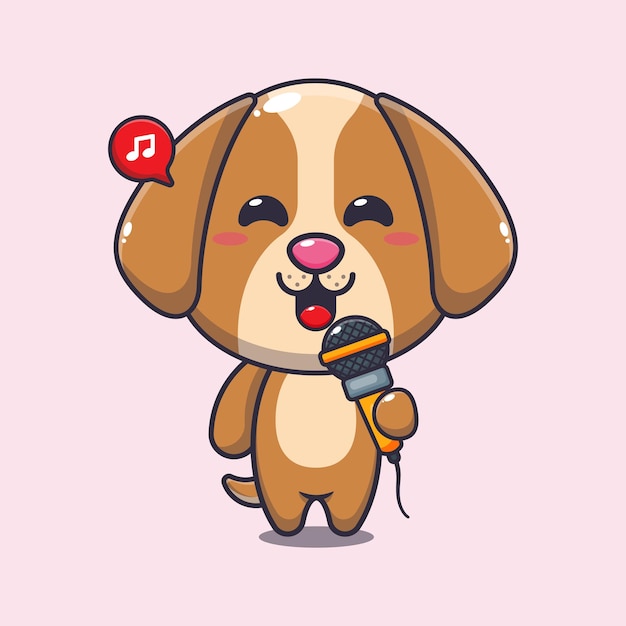 perro con micrófono dibujos animados vector ilustración
