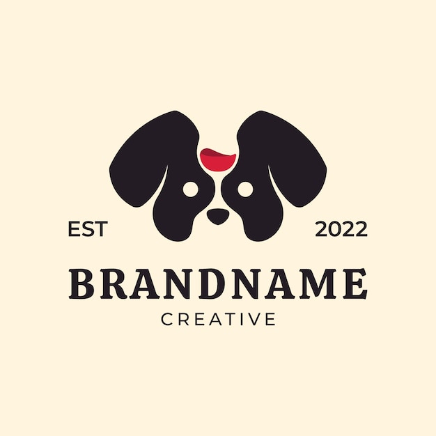 Perro minimalista con diseño de logotipo de copas de vino.