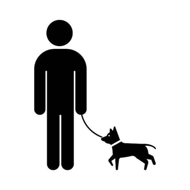 Perro paseando icono hombre y perro con correa