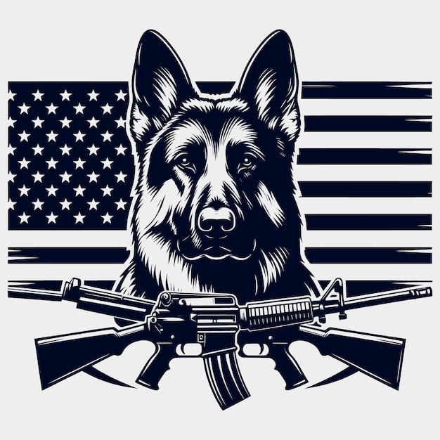 Perro pastor alemán con bandera estadounidense Perro pastor alemana Primer respondedor Archivos de perros polacos