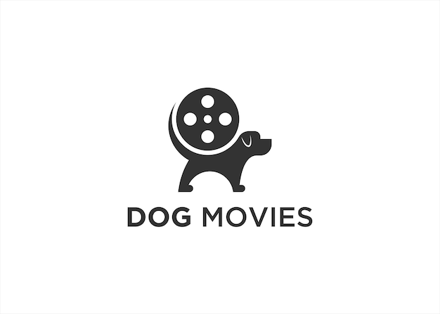 Perro película logo diseño vector ilustración