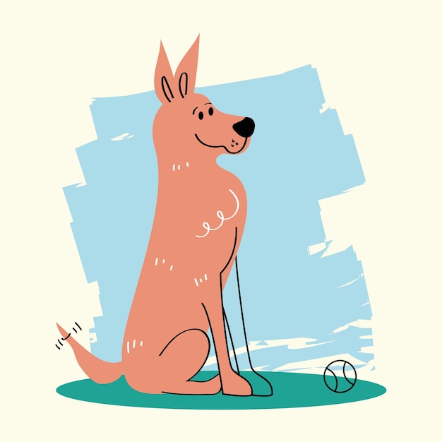 Vector perro con pelota de tennis