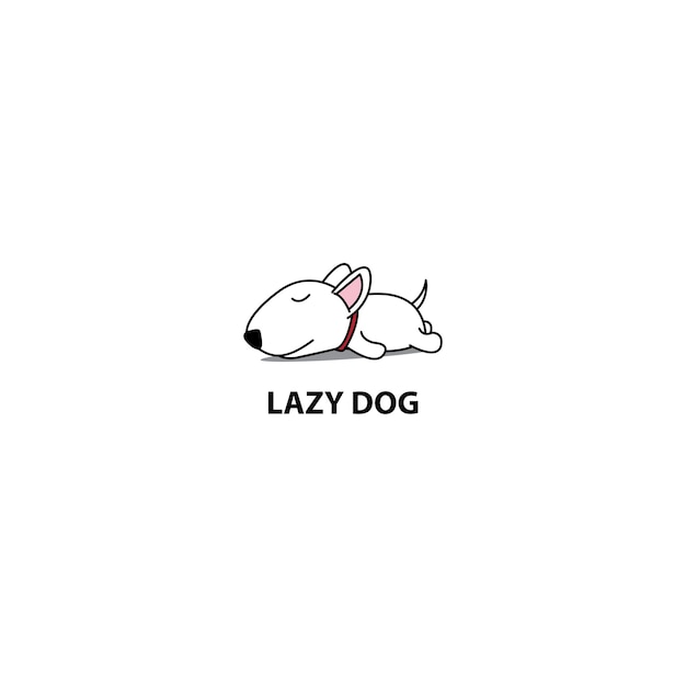 Perro perezoso, lindo perrito bull terrier durmiendo icono, diseño de logotipo, ilustración vectorial