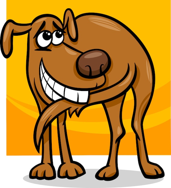 Vector perro persiguiendo a la ilustración de dibujos animados de cola