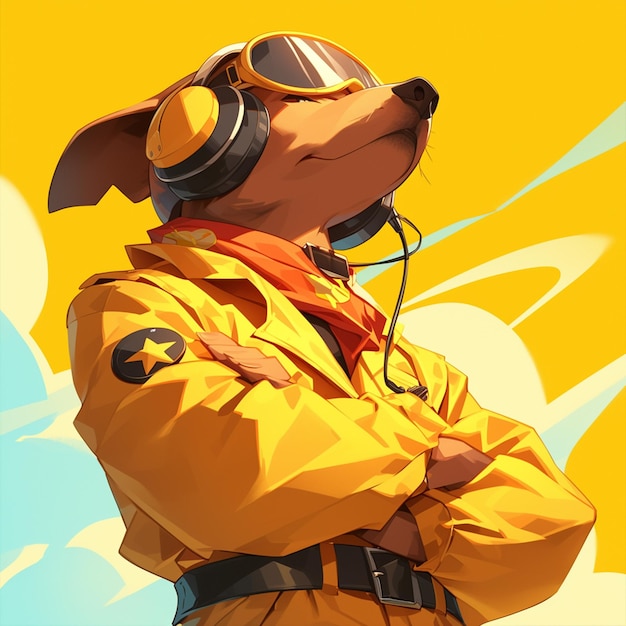 Vector un perro piloto rítmico al estilo de los dibujos animados