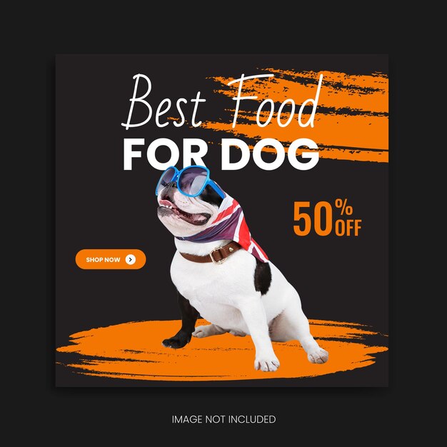 Vector perro plantilla de redes sociales mascota publicación de instagram diseño de anuncio de banner de promoción web premium