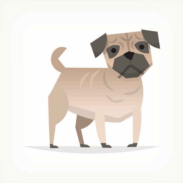 Vector perro pug animal casero mascotas más comunes imagen vectorial aislada