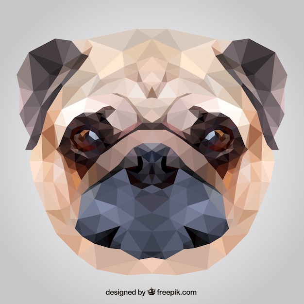 Perro pug poligonal